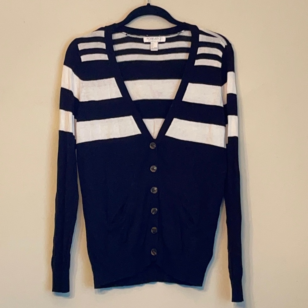 Size L Forever 21 Striped Cardigan